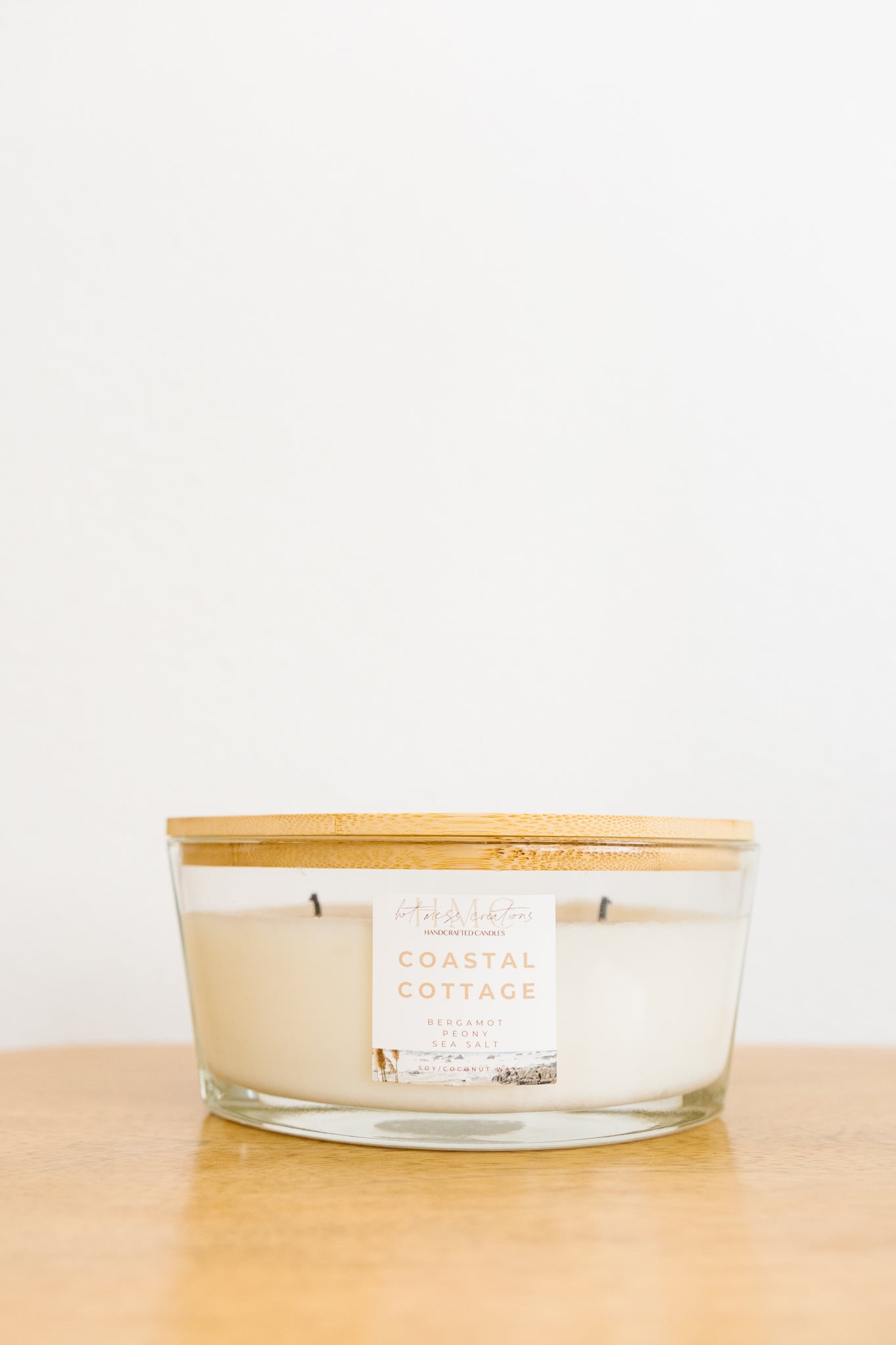 3-Wick Glass Bowl with Bamboo Lid | Hot Mess Creations — All Natural, Hand Crafted Candles Made in Ventura, California
